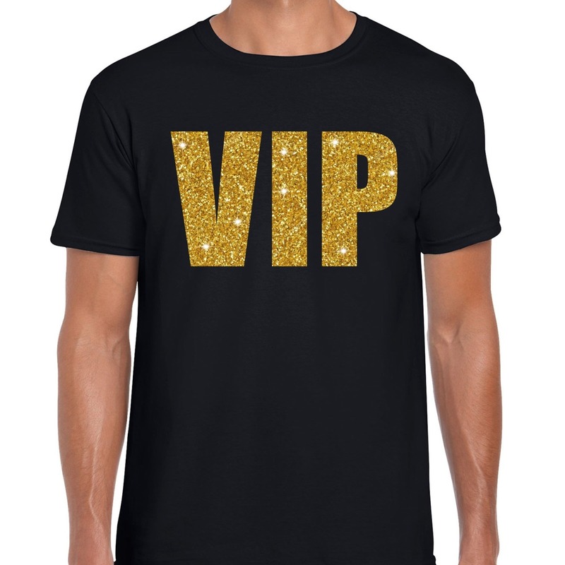 VIP fun t-shirt zwart met goud voor heren Top Merken Winkel